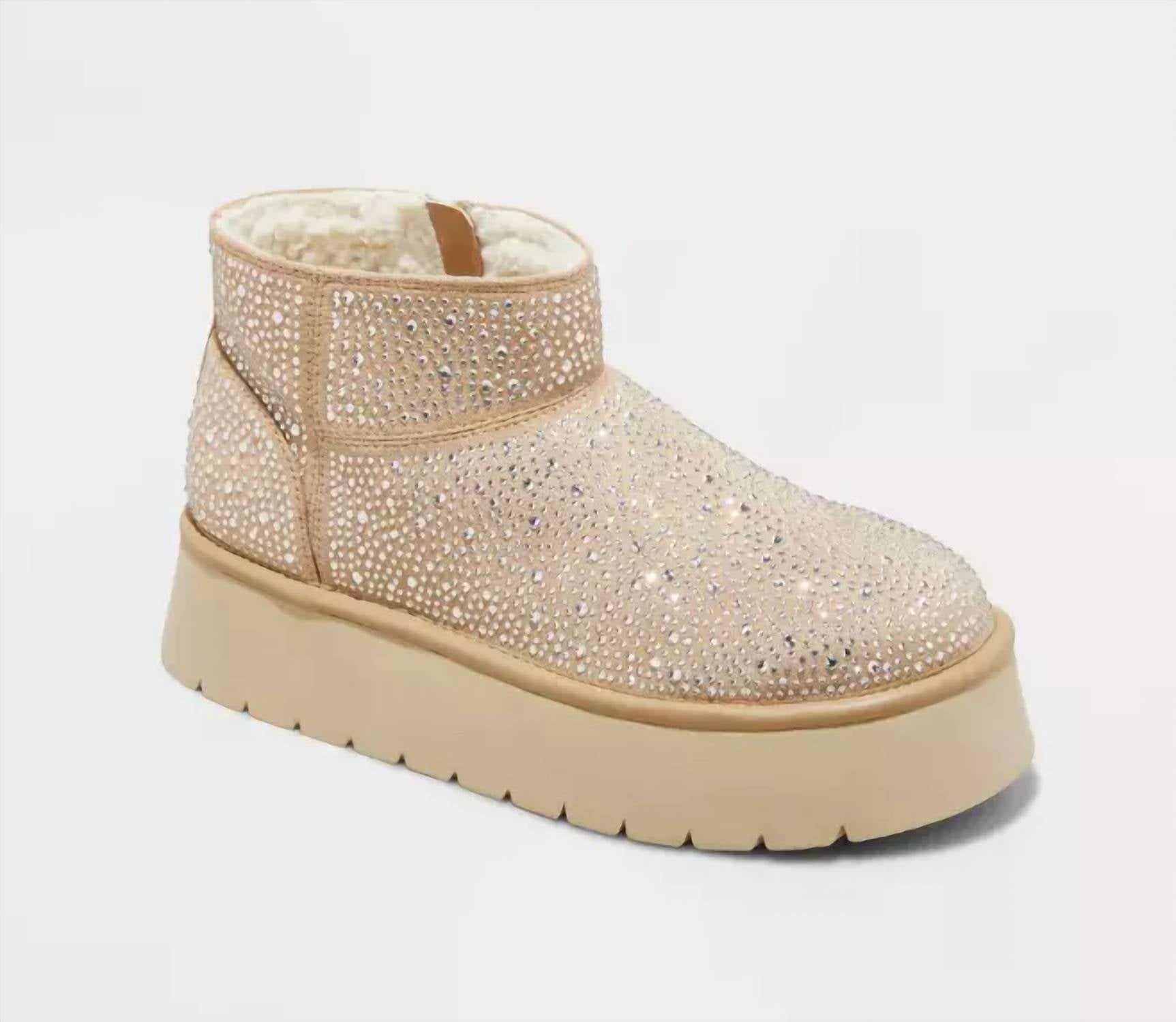 Женские ботильоны-тапочки на платформе с кристаллами бежевого цвета Corkys Footwear