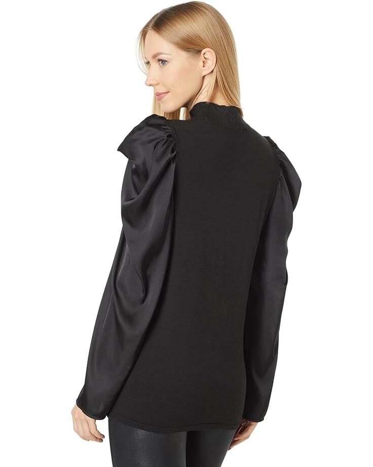 

Свитер H Halston Draped Long Sleeve Mock Neck Pullover Sweater, черный