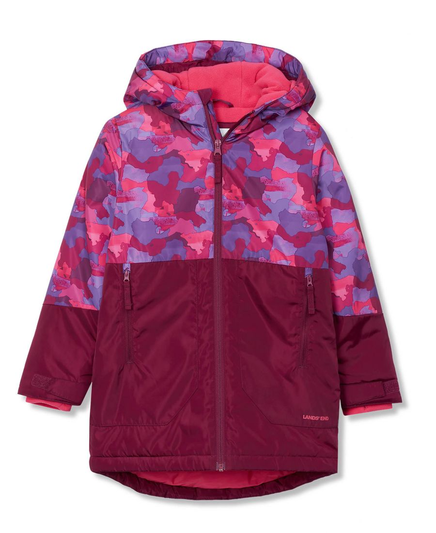 

Утепленная водонепроницаемая куртка для девочек для активного отдыха Lands' End, Dark magenta camo