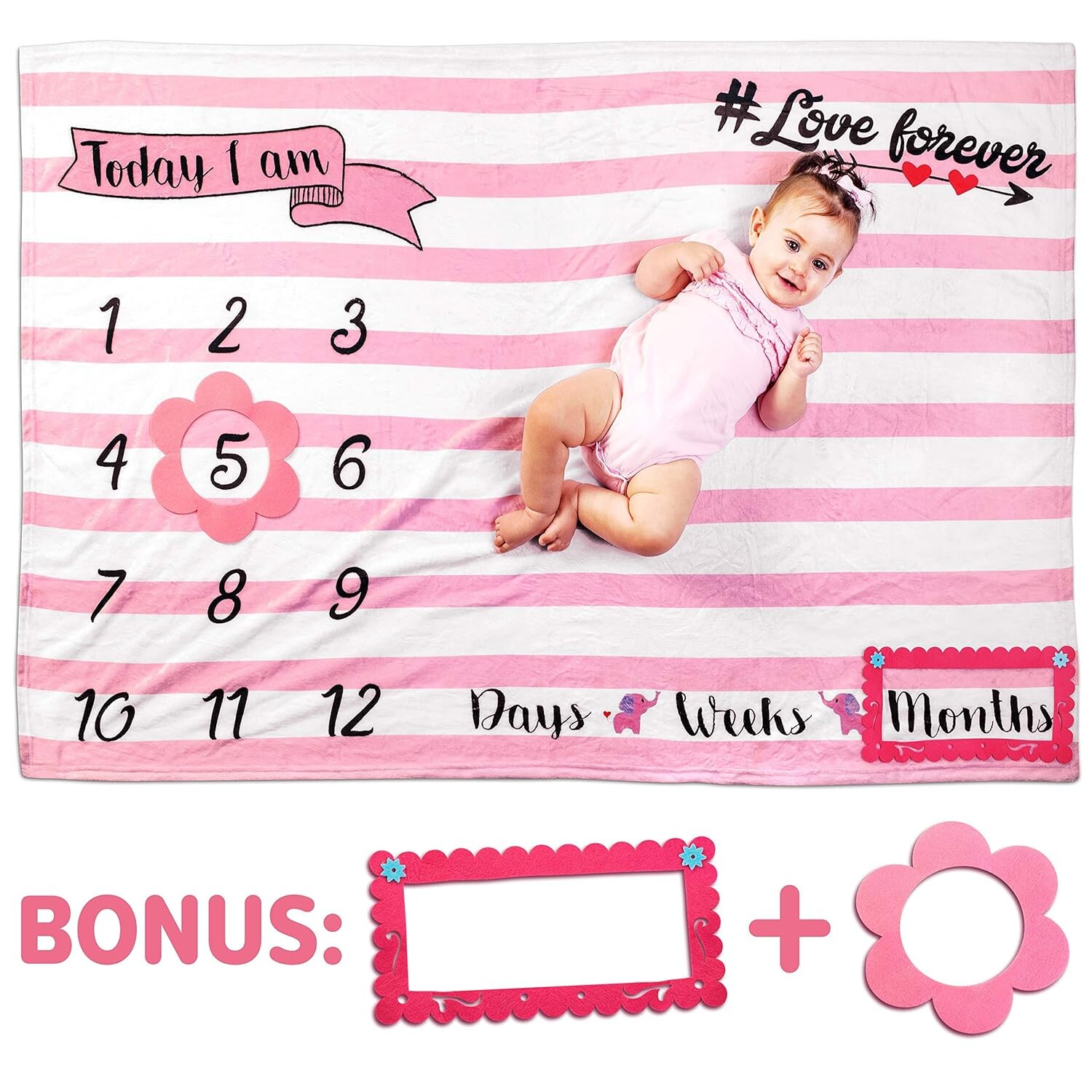 

Одеяло Tiny Gifts Baby Monthly Milestone (розовое) + большая подушечка для чернил Clean Touch (красная)