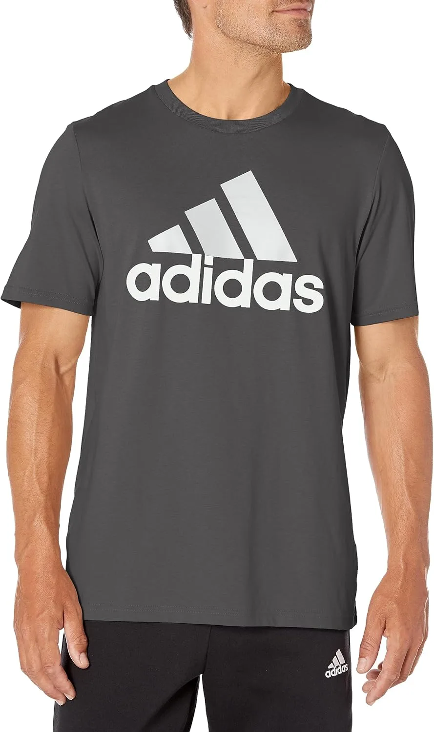Футболка с коротким рукавом и круглым вырезом Adidas Men's Essentials 3-Stripes, серый — фото 3