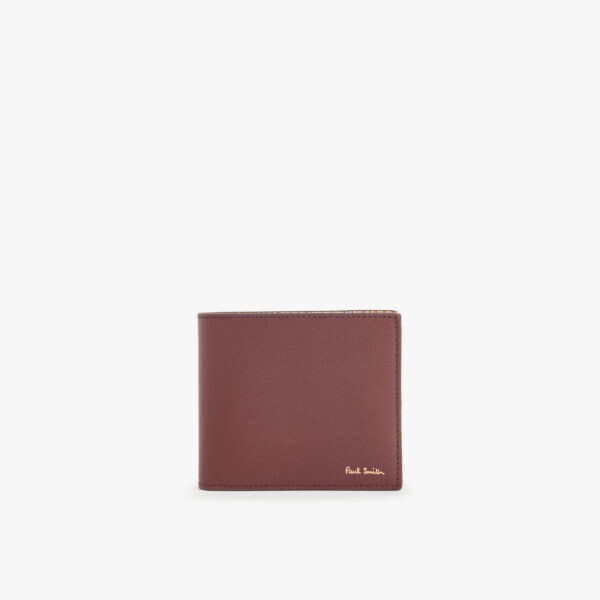 

Фирменный кожаный кошелек двойного сложения Paul Smith, бордовый