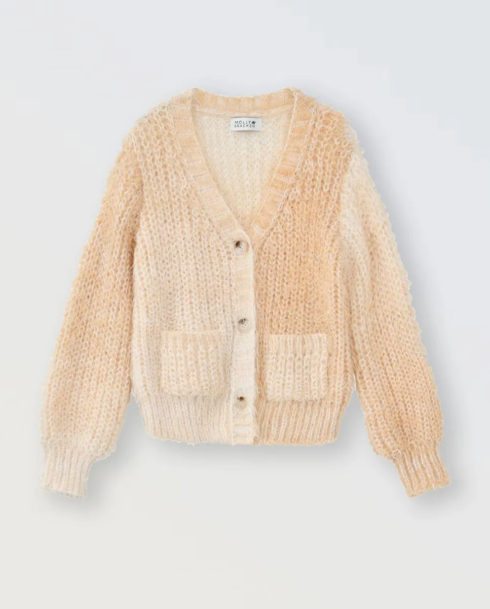 

Кардиган для девочки с карманами и принтом тай-дай Mini Molly, бежевый