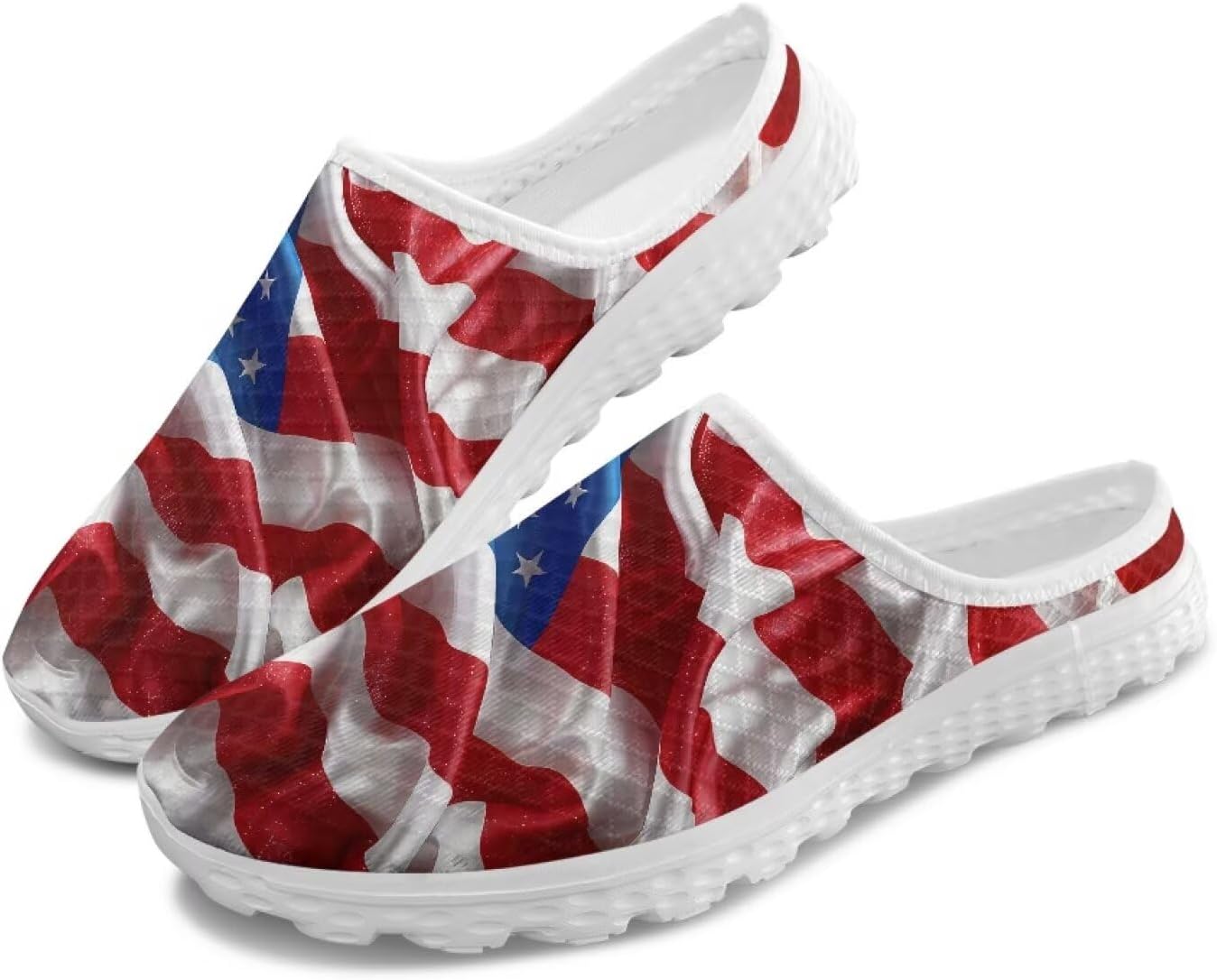 

Женские легкие тапочки с сетчатым верхом и закрытым носком, удобные для ленивого ношения, модные кроссовки для прогулок Tomeusey, Usa Flag Pattern