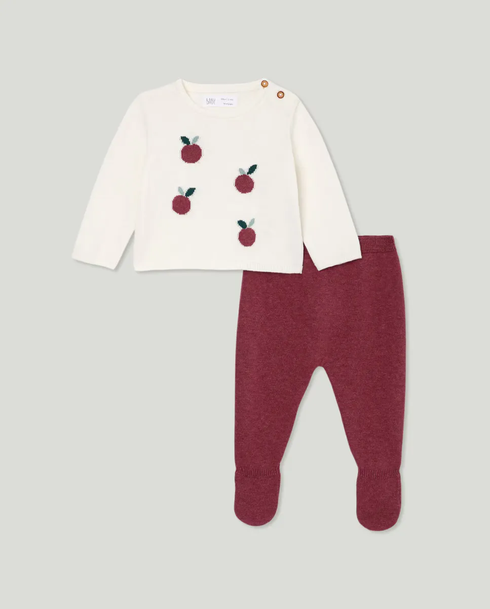 

Длинный тонкий жаккардовый трикотажный комплект для младенца Baby El Corte Inglés, розовый