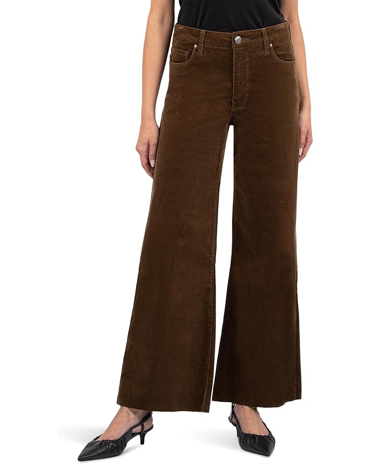 

Брюки KUT from the Kloth Meg High Rise Fab Ab Wide Leg Raw Hem-Long Inseam, цвет Brunette