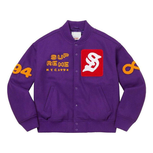 

Куртка tourist varsity jacket 'purple yellow red' Supreme, фиолетовый