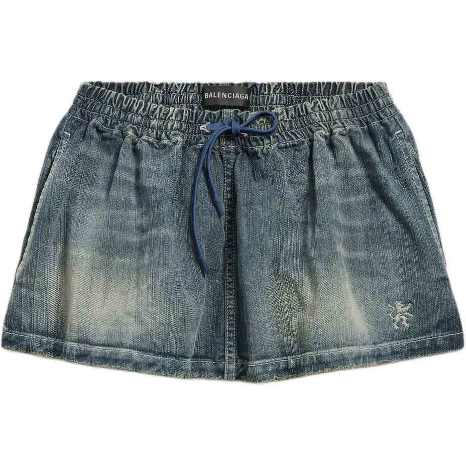 Джинсовая короткая юбка Regular Fit Women's Balenciaga, светло-синий