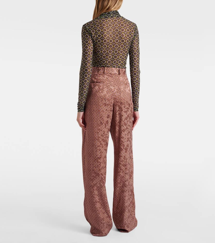 Брюки с поясом и принтом широкого кроя Dries Van Noten, Peach — фото 3