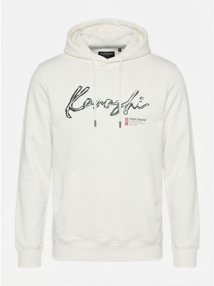 

KOROSHI Худи из хлопка с принтом «Кенгуру» белого цвета
