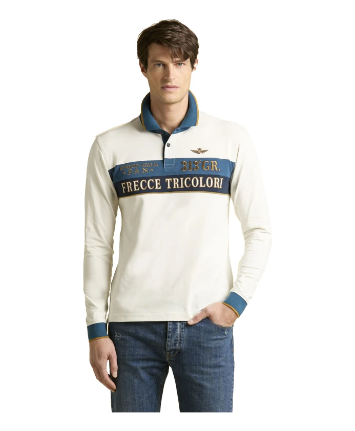 

Рубашка-Поло с длинными рукавами Aeronautica Militare, белый