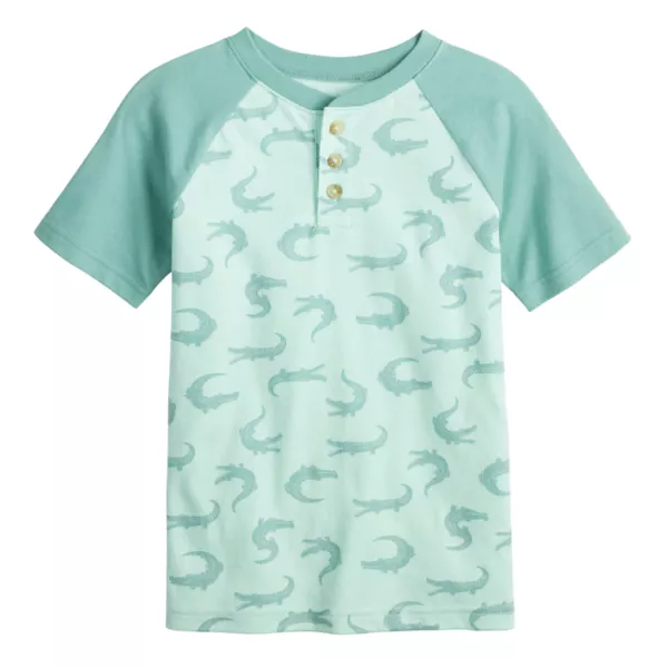 

Футболка реглан хенли с коротким рукавом для мальчиков 4-12 лет Jumping Beans, цвет teal gators
