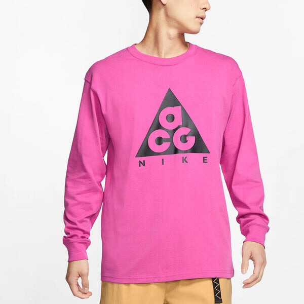 Футболка men's acg basic logo long sleeves red t-shirt 'lotus pink black' Nike, розовый — фото 4