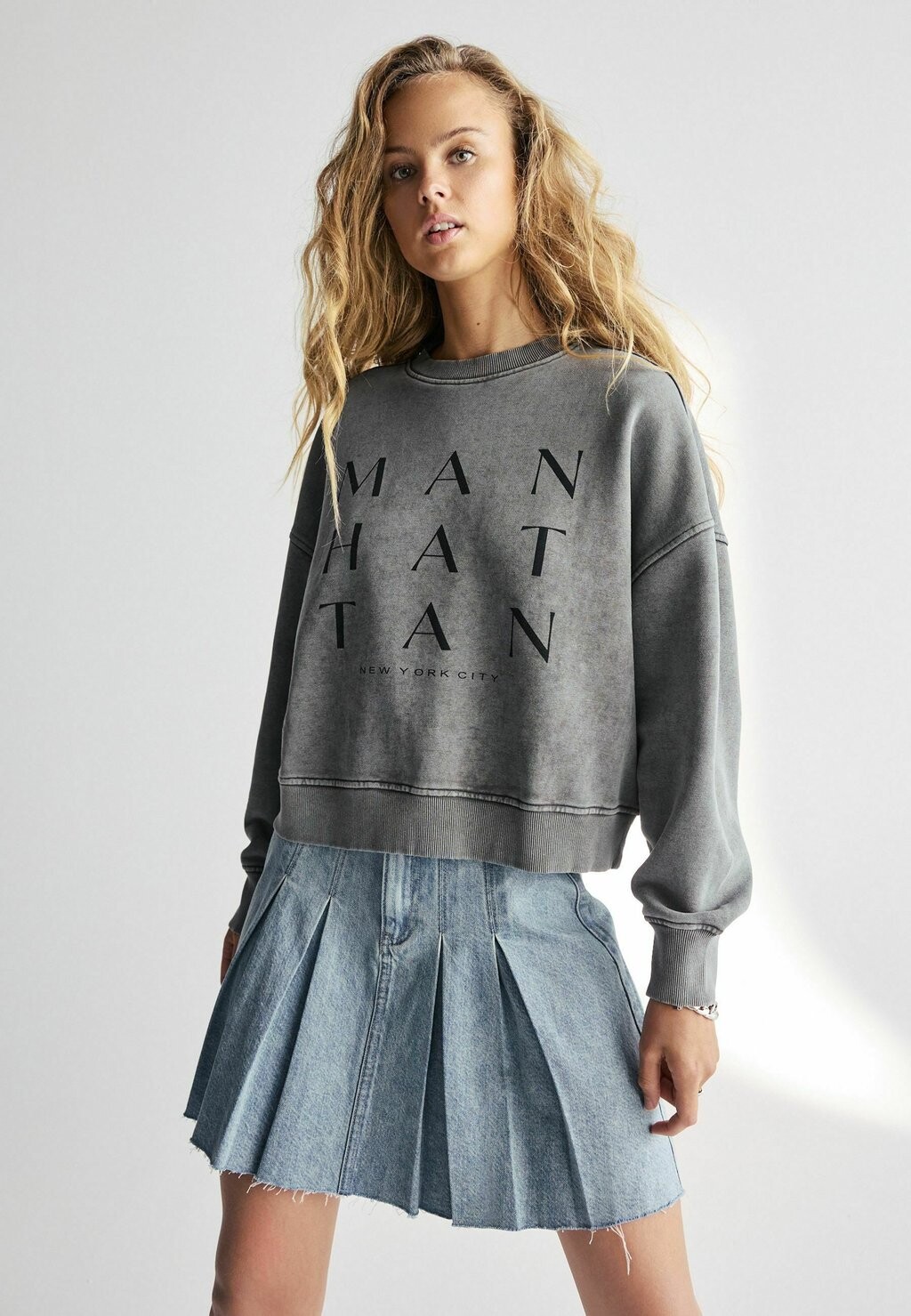 

Толстовка MANHATTAN SLOGAN CITY GRAPHIC WASHED Next, серый