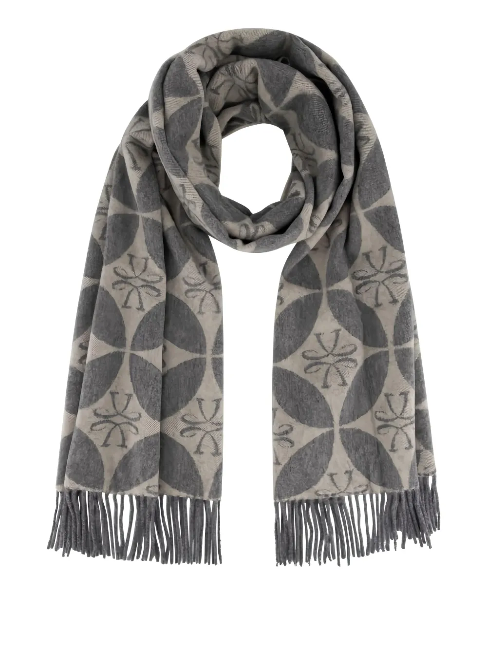 

Шарф с геометрическим узором и бахромой Jacob Cohen, серый
