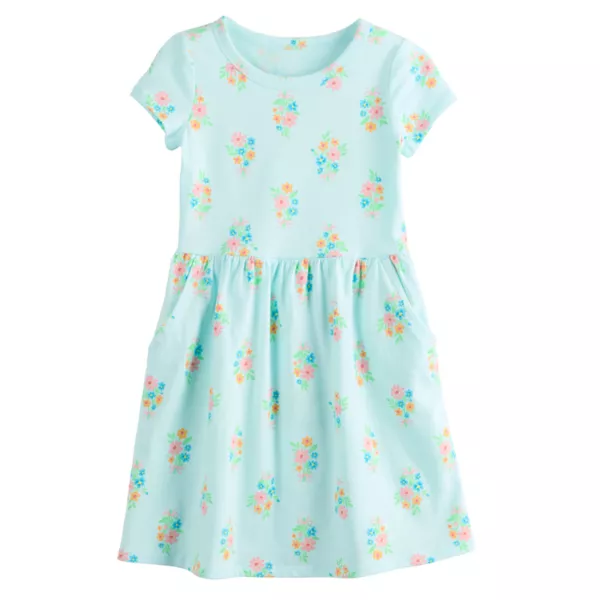 

Платье с коротким рукавом и карманом для девочек 4-12 лет Jumping Beans, цвет bouquet floral blue