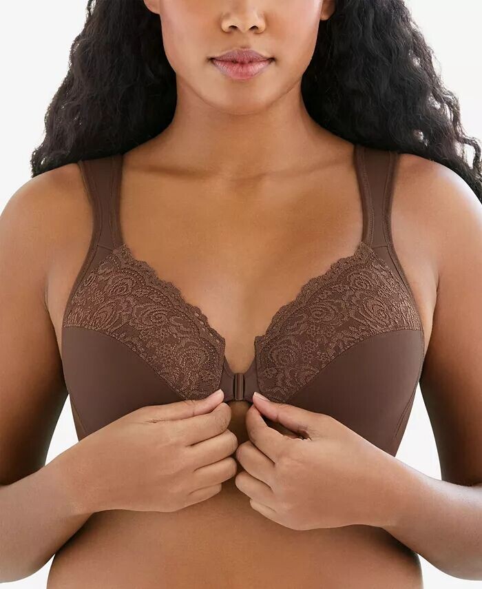 

Женский бюстгальтер Wonderwire Front Close Bra для полных женщин больших размеров 1245 Glamorise, коричневый