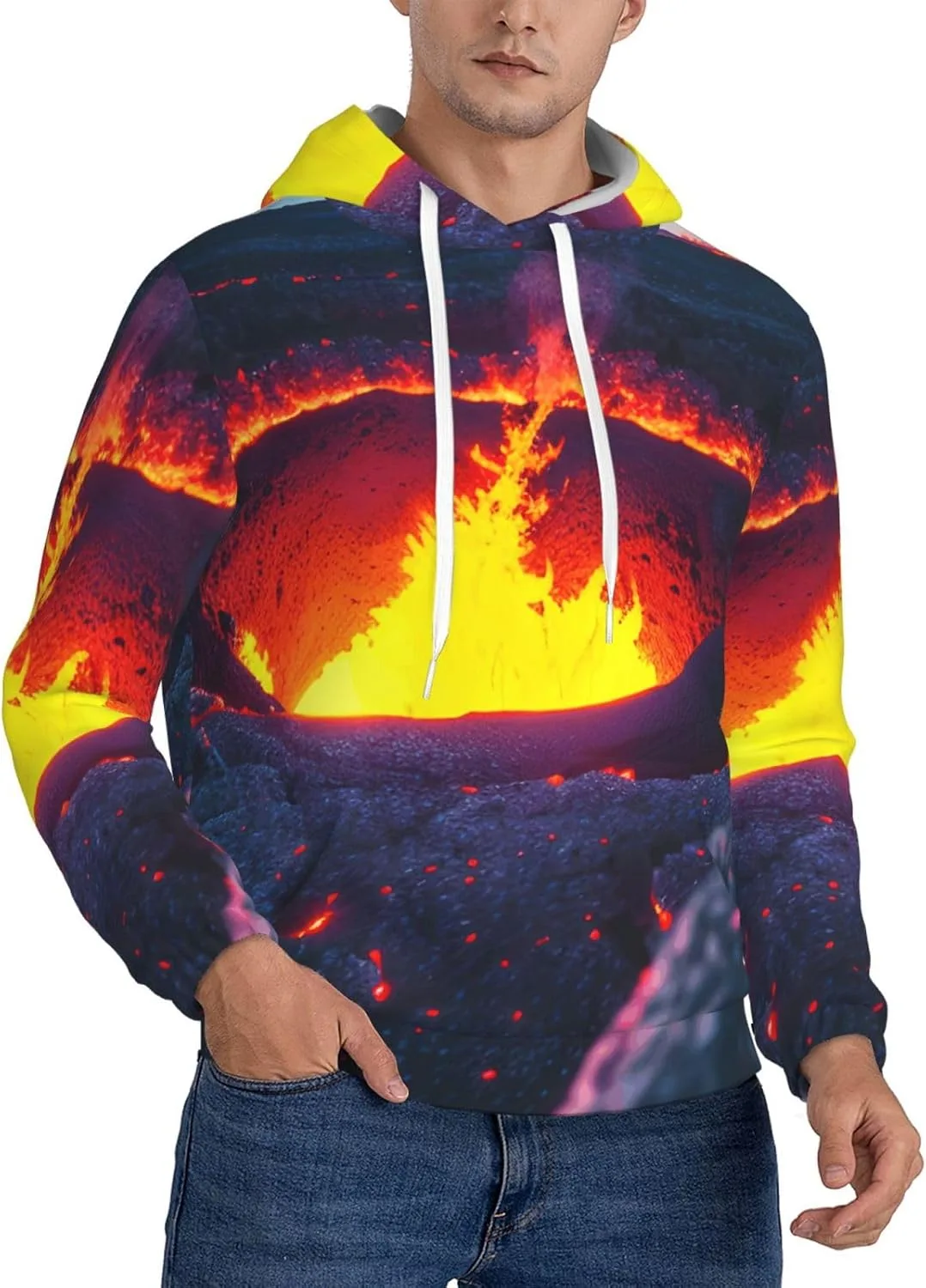 

Толстовка с капюшоном BaerK для мужчин, с принтом вулкана Kilauea