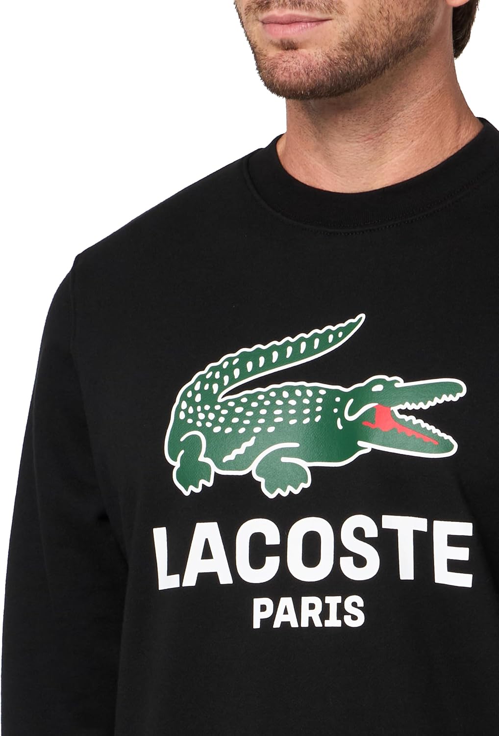 Мужская толстовка Lacoste Classic Fit с принтом и круглым вырезом, Black — фото 3