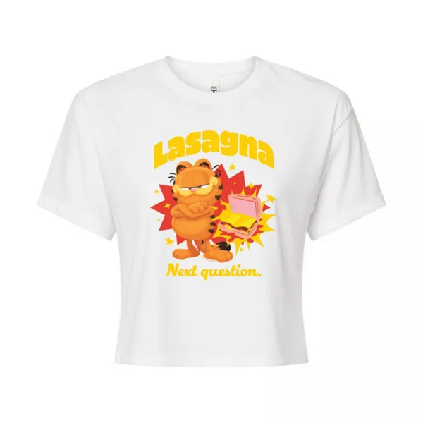 

Укороченная футболка с изображением Гарфилда Лазанья, следующий вопрос, для Юниоров Licensed Character, белый