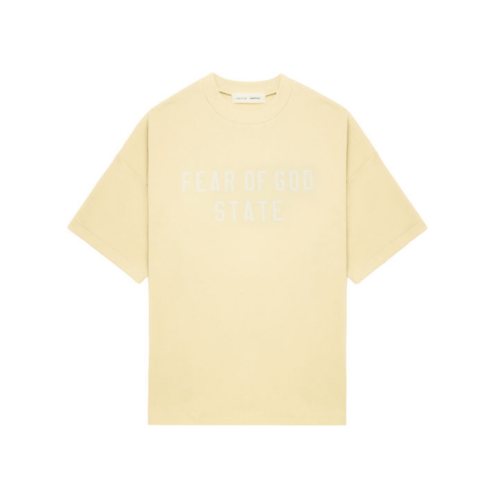 Футболка Logo Plaque Crewneck Fear Of God Essentials, бежево-желтый