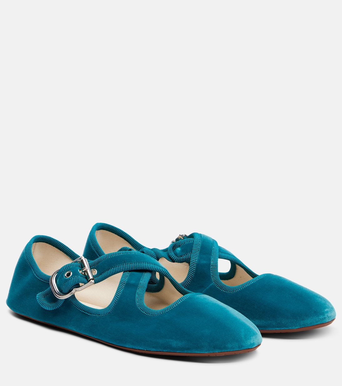Бархатные балетки Criss Cross Alaïa, Vert Paon