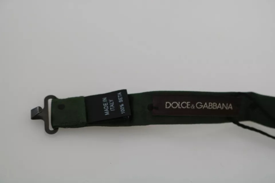 Зеленый шелковый галстук-бабочка с регулируемой талией в горошек Dolce & Gabbana — фото 3