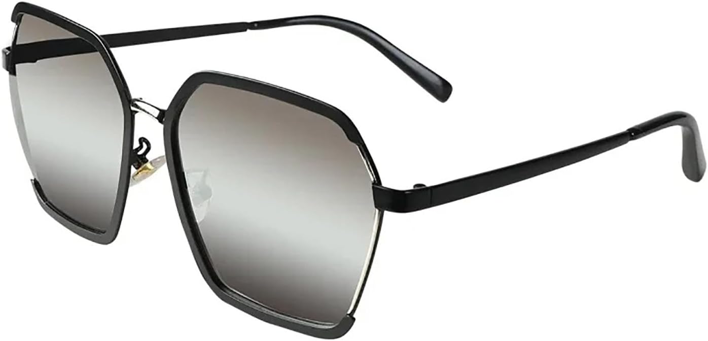 

Большие, модные и стильные солнцезащитные очки для женщин/мужчин, поляризованные, с металлической оправой, многоугольные, с защитой от УФ-излучения HOFULK, Black Gradient Gray