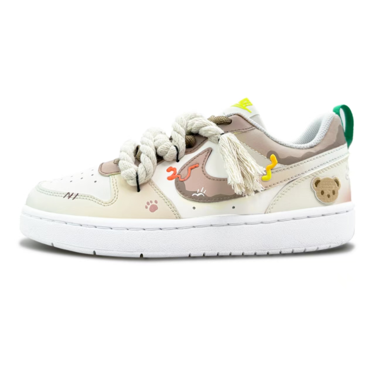 

Nike Court Borough амортизирующие износостойкие низкие детские скейтбординговые туфли beige brown для подростков