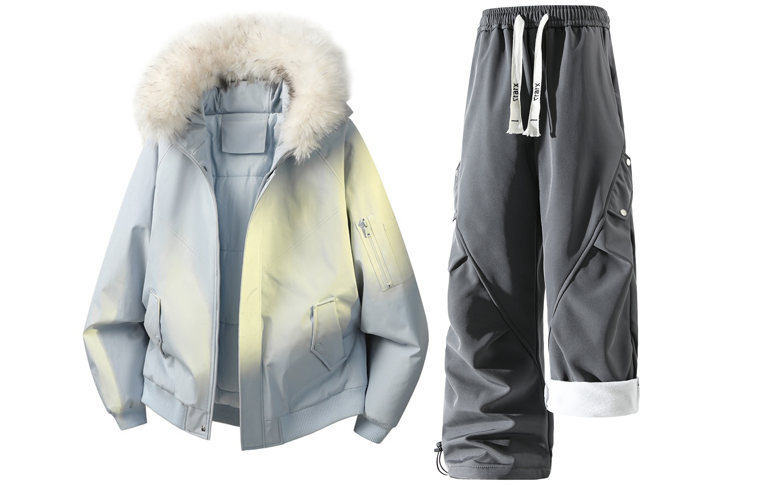 

Толстовка Casual Sportswear утепленная с капюшоном унисекс X1617, синий puffer jacket+темно-серый fleece-lined sweatpants