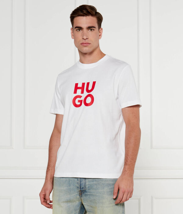 

Футболка Hugo хлопковая с контрастным логотипом, белый