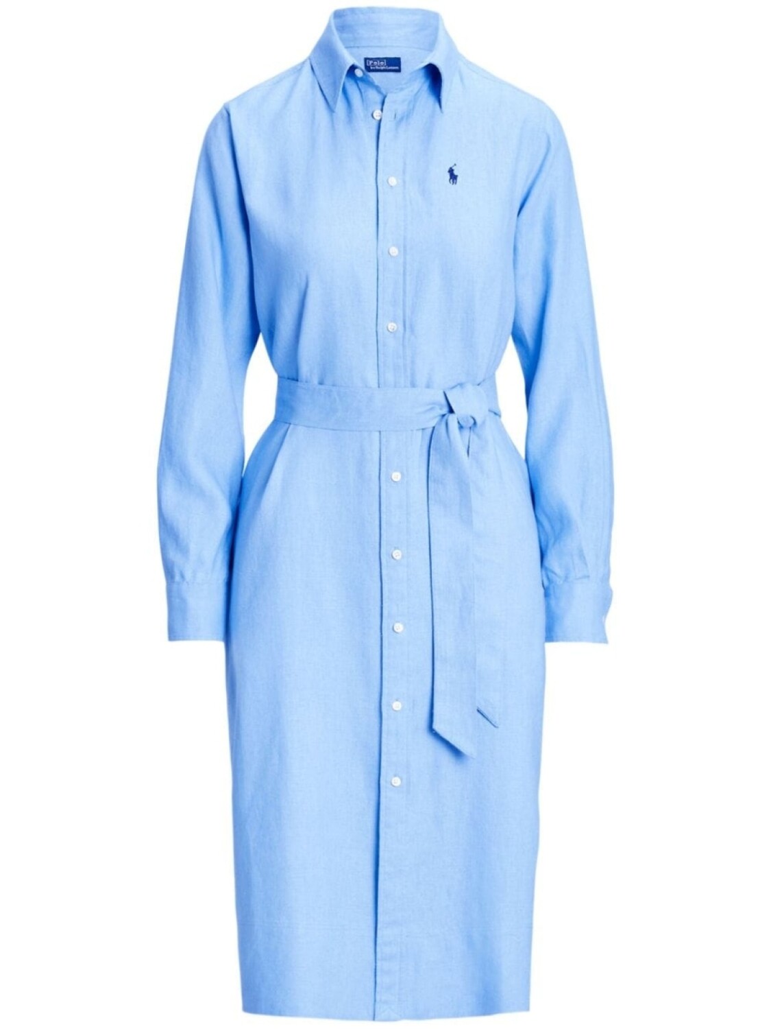 

Polo Ralph Lauren льняное платье-рубашка с логотипом Polo Pony, синий