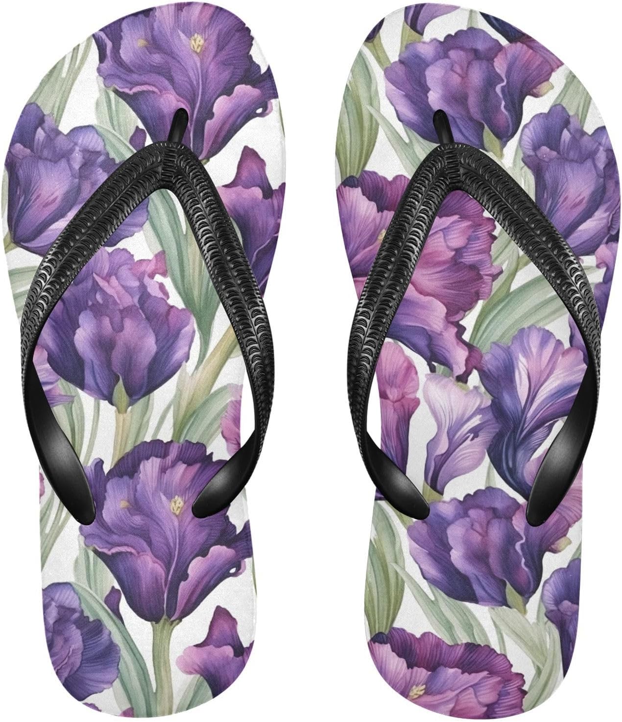 

Сандалии SPRIPORT с фиолетовыми цветами, тюльпанами и листьями, тонкие шлепанцы для женщин и мужчин, удобные повседневные вьетнамки с мягкой подошвой и противоскользящей резиновой подошвой, летние пляжные сандалии для прогулок на улице