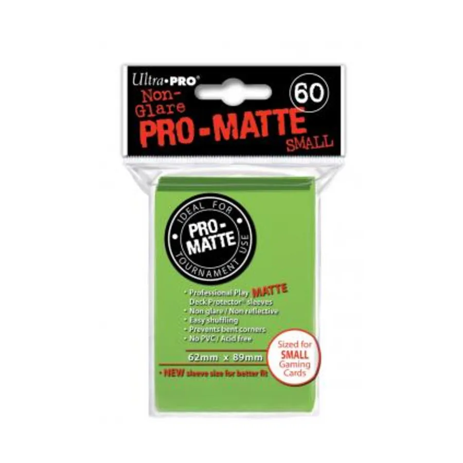 

Небликующие обложки для карт Pro-Matte — салатовый, маленький размер (60), Card Sleeves - Undersized (Ultra Pro)