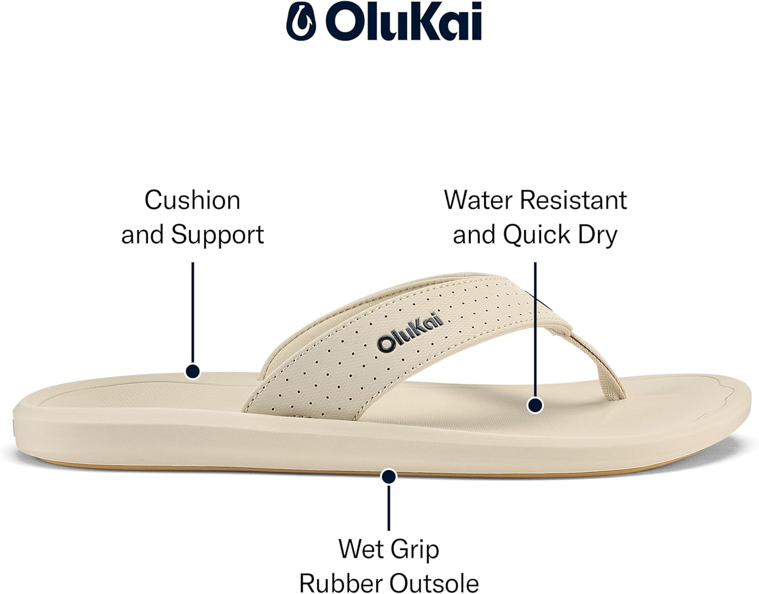 Мужские пляжные сандалии OLUKAI Ki'i, быстро сохнущие шлепанцы, водостойкие и легкие, с литой стелькой и ультракомфортной посадкой, Tapa/Tapa — фото 2