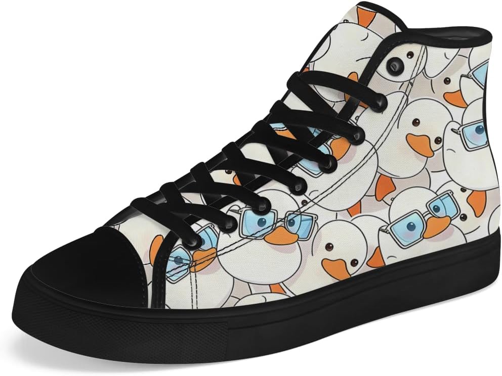 

Кеды на высокой подошве Chebing с уткой для мужчин и женщин, мультяшные кеды на высокой подошве, шнуровка, повседневная обувь, подарки для девушек и мальчиков, белый