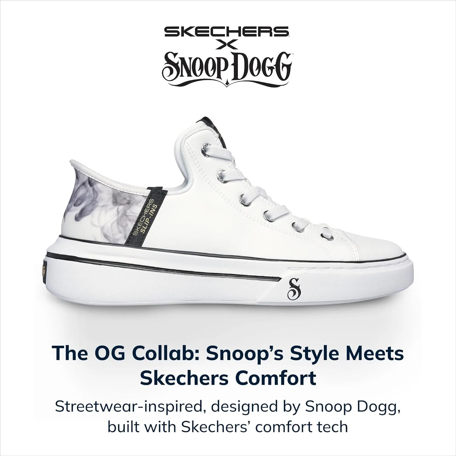 Кроссовки Skechers Snoop Dogg: Snoop One-Og для мужчин, белый/черный — фото 2