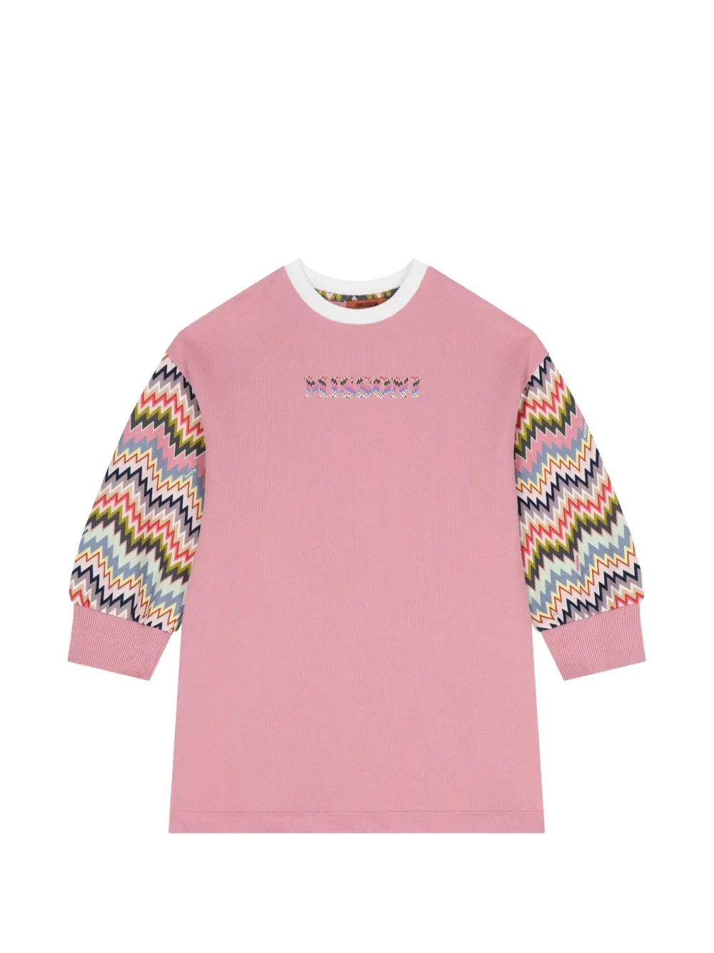 Платье с длинными рукавами и зигзагообразным принтом Missoni Kids, розовый