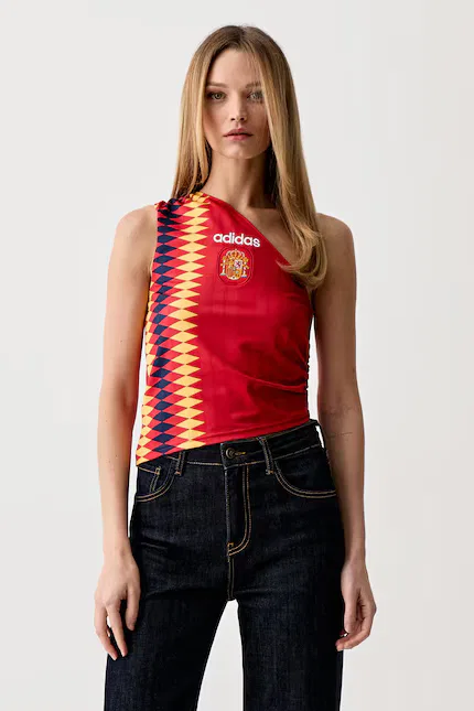 Топ асимметричный кроп-топ Adidas Originals, красный