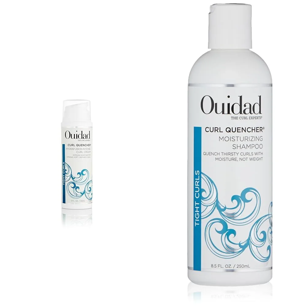 Крем для интенсивного ухода за кудрями OUIDAD Curl Quencher Hydrafusion, 140 мл, и увлажняющий шампунь, 240 мл.