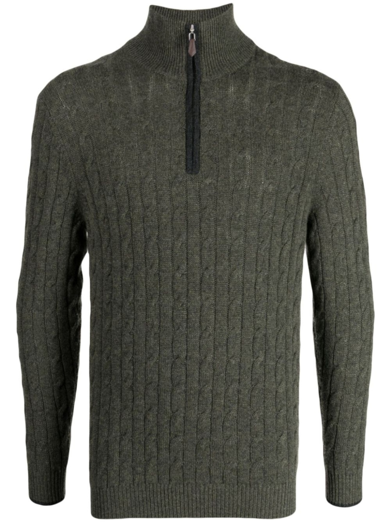 

Джемпер фактурной вязки с воротником на молнии N.Peal, зеленый