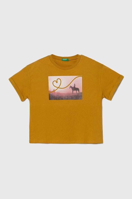 

United Colors of Benetton Детская хлопковая футболка, желтый