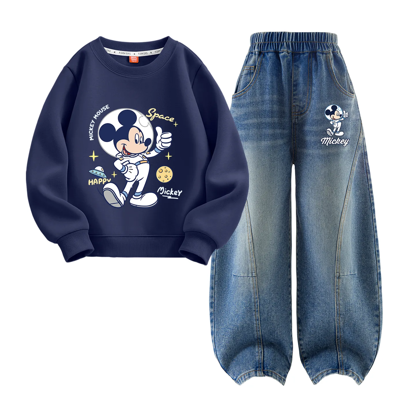 Casual Sportswear 2 Piece Set Kids' Disney, joyful темно- синий+happy k denim светло-синий — фото 3