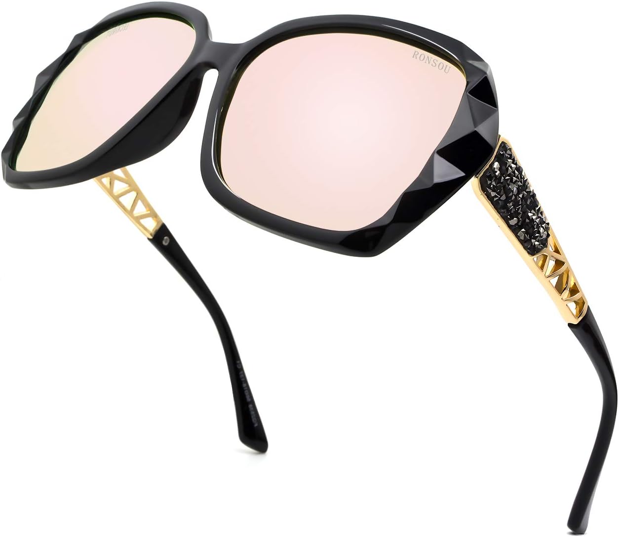 

RONSOU Модные солнцезащитные очки для женщин, увеличенного размера, поляризованные, с защитой от УФ-излучения, винтажные классические солнцезащитные очки для женщин, C4 Back Frame Pink Lens