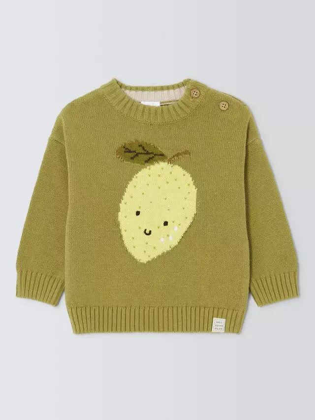 Детский хлопковый лимонный комбинезончик, зеленый John Lewis