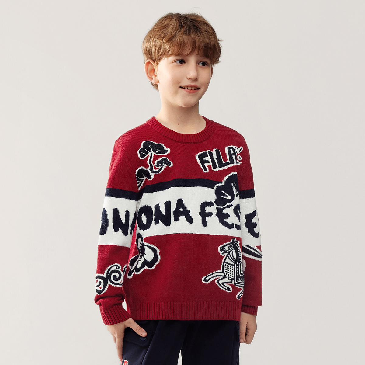 Свитер с круглым вырезом, средней толщины Fila Kids, rhythm красный — фото 3