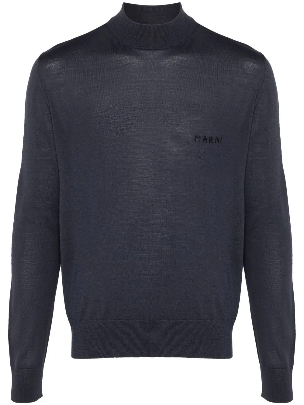 

Шерстяной джемпер с вышитым логотипом Marni, серый