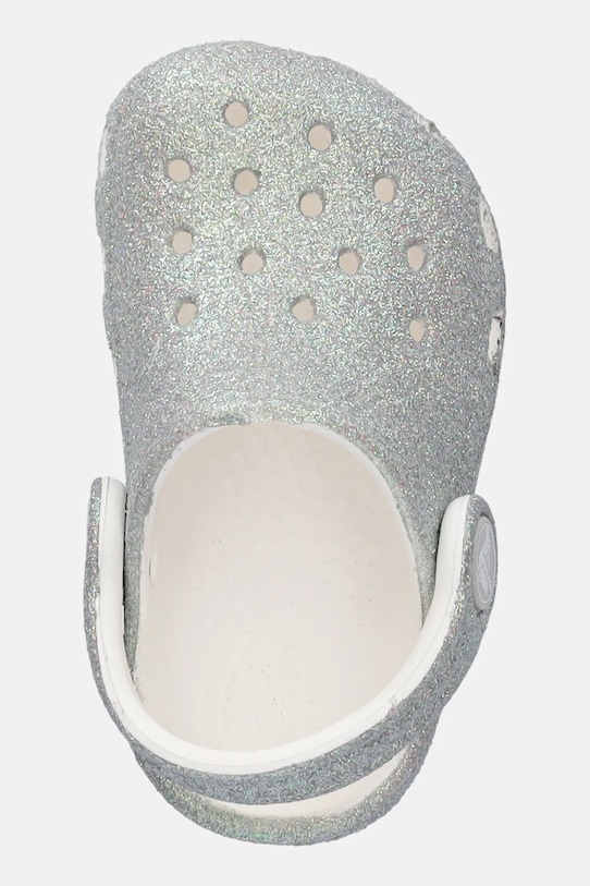 Классические детские блестящие глиттерные шлепанцы CLASSIC IRIDESCENT GLITTER CLOG KIDS Crocs, серебряный — фото 4