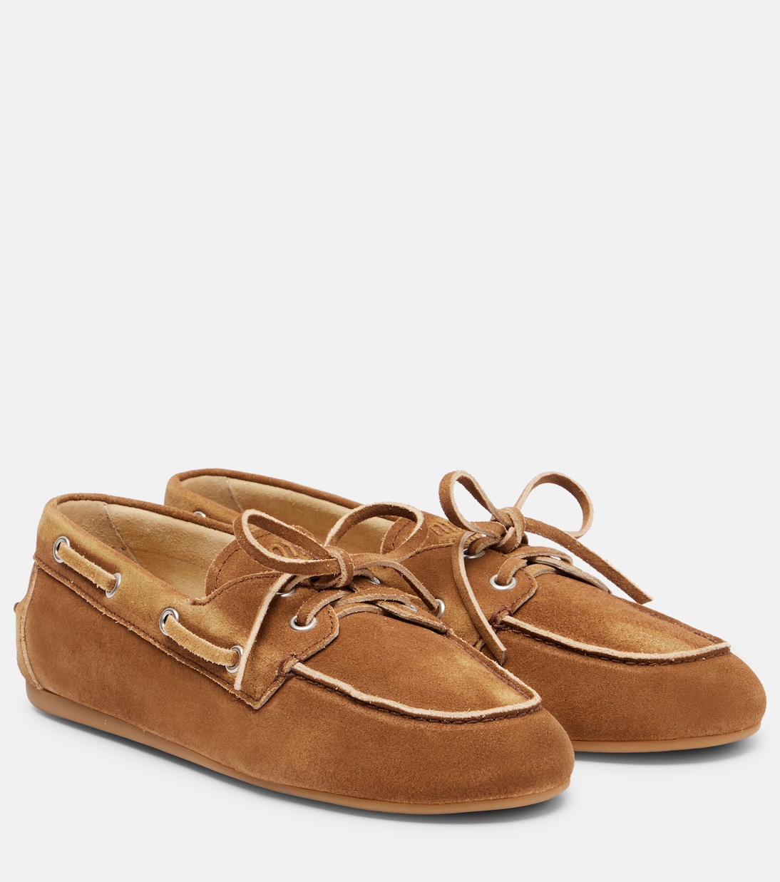 Замшевые мокасины-лодочки Miu Miu, коричневый