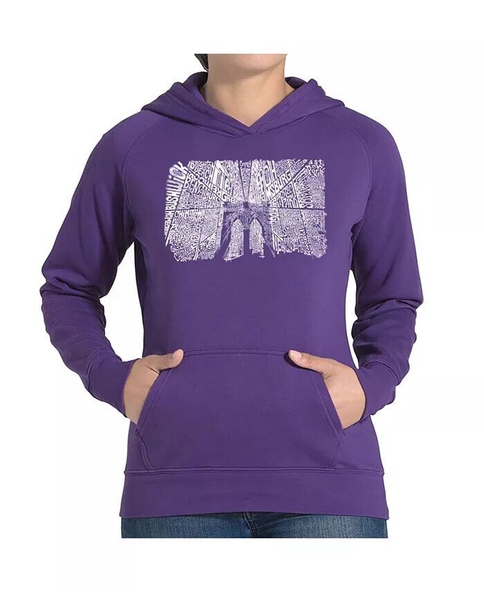 

Женская толстовка с капюшоном Word Art - Brooklyn Bridge LA Pop Art, фиолетовый